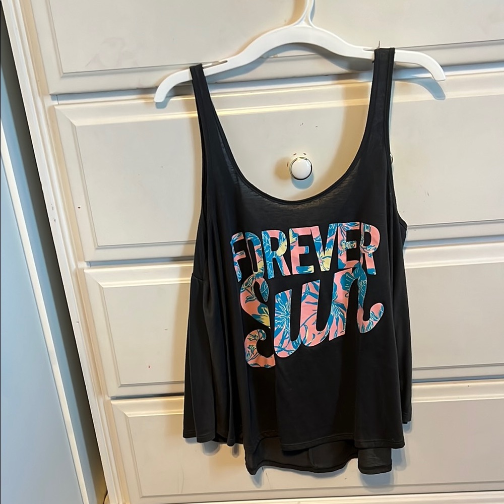 Gray Graphic Relaxed Tank Top